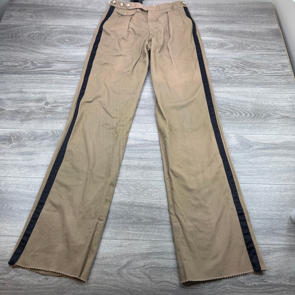 Vintage Polo Ralph Lauren Military Trousers Men 28x37 Khaki Side Stripe Adjuster